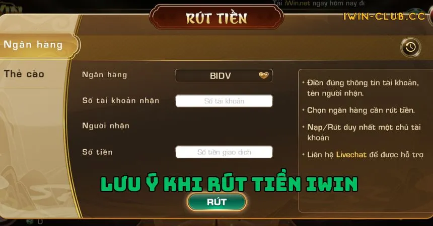 Lưu ý theo chuyên gia chia sẻ khi rút tiền iWin